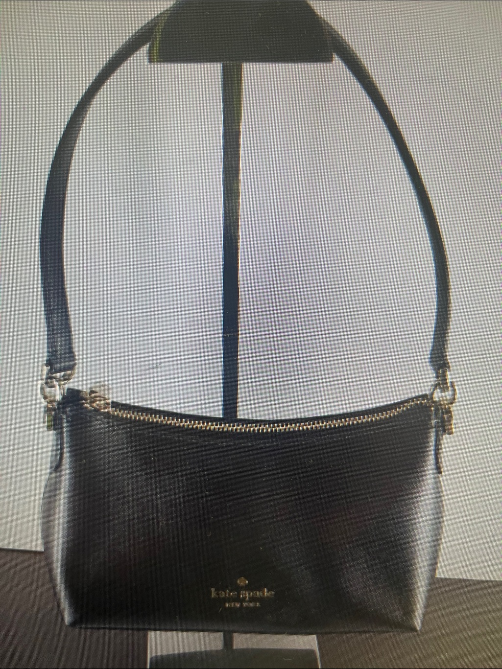 Kate Spade Black Leather Shoulder Pouch With Gold Hardware